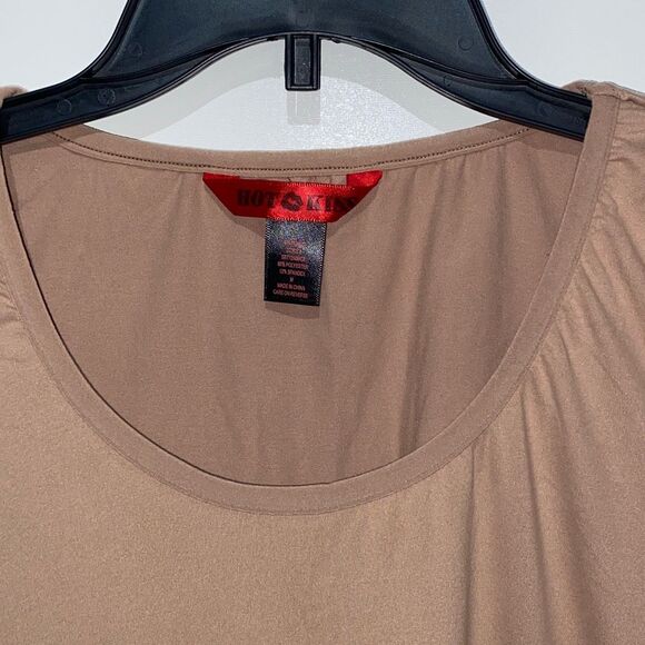 Hot Kiss Women's Mocha Scoop Neck Short Cap Sleeve T-Shirt Size Medium NWT - Picture 3 of 9